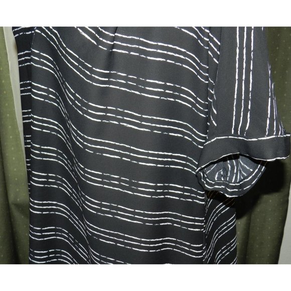 Worthington size XL semi sheer skip striped blouse roomy black / white - Picture 5 of 7